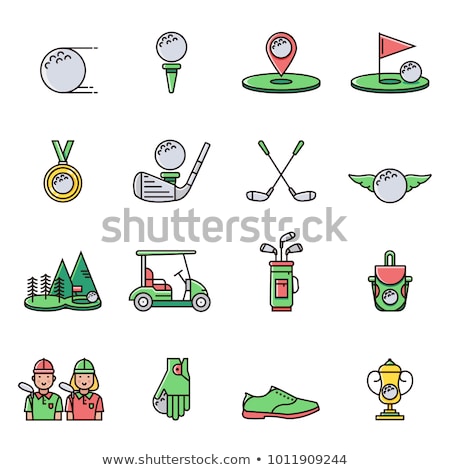 Foto d'archivio: Flat Colored Vector Icons For Golf Accessories