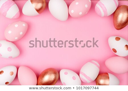 Stock fotó: Pastel Background With Multicolored Eggs And Roses To Celebrate