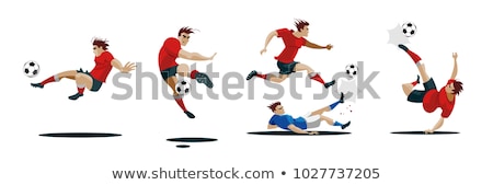 Zdjęcia stock: Soccer Player Kicking Ball Vector Illustration