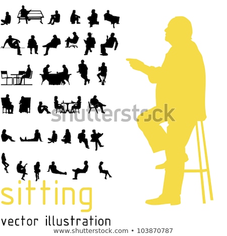 Foto stock: Boy Silhouette In Sitting Pose