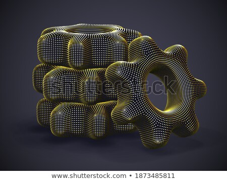 Stock fotó: Team Support On The Golden Cog Gears 3d Illustration