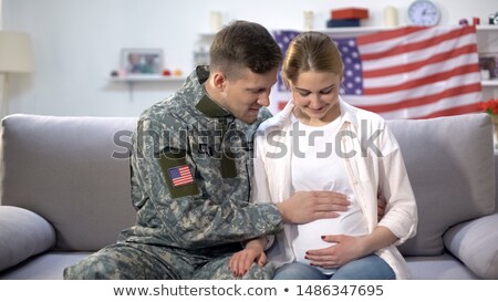 Stock fotó: Soldier And His Pregnant Wife