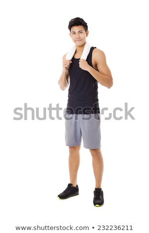 Foto stock: Muscular Asian Man With Towel