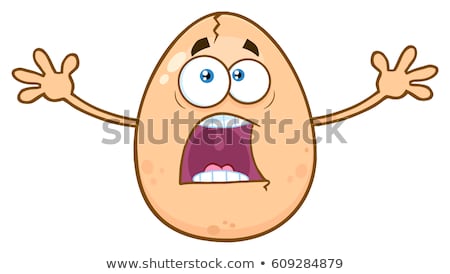 Scared Cracked Red Egg Cartoon Mascot Character With Open Arms Stock foto © HitToon
