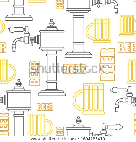 ストックフォト: Bar Backdrop Beer Tap And Mug Pattern Seamless Bartender Equi