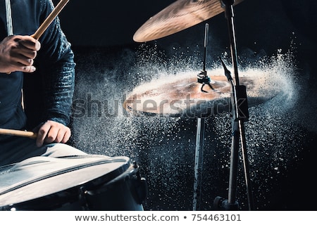 Zdjęcia stock: Drummer Playing Drum Kit At Sound Recording Studio
