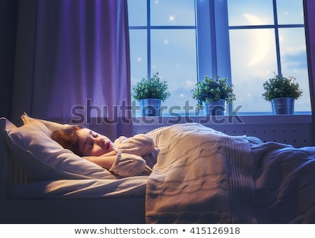 Stock photo: Happy Little Girls Sleeping In Bed At Home