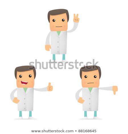 Foto stock: Set Of Funny Cartoon Nurse