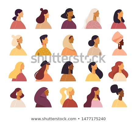 ストックフォト: Vector Beautiful Women And Girl Silhouettes With Different Hairs