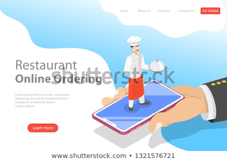 ストックフォト: Flat Vector Landing Page Template Of Table Online Reservation Mobile Booking