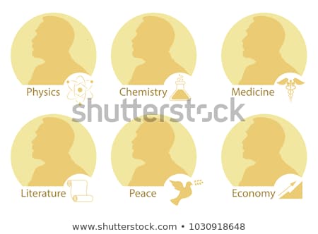 Сток-фото: Set Of Stylized Nobel Medals Silhouette Of Nobel In A Flat Style