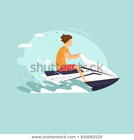 Foto d'archivio: Water Fun Transport And Male On Jet Ski Vector