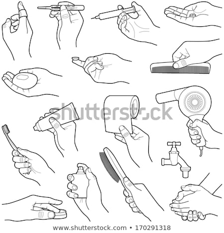 Stok fotoğraf: Hands Holding Medical Equipments And Pills Set