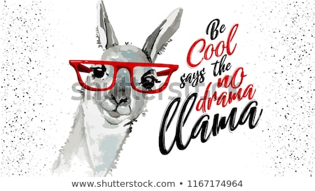 Watercolor Funny Llama Head [[stock_photo]] © brainpencil