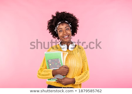 Shy African American Student Woman With Notebooks Zdjęcia stock © Photoroyalty