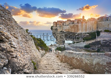 ストックフォト: Old Town Of Bonifacio The Limestone Cliff