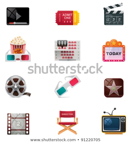 Foto stock: Clapboard With Anaglyph Glasses And Film Reel