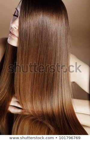 Stock fotó: Woman With Beauty Long Brown Hair Posing At Studio