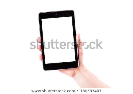 Foto d'archivio: Male Hand Holding A Tablet Pc With Space For You Text