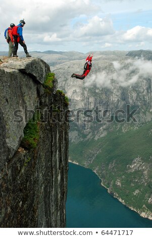 Zdjęcia stock: Base Jump Off A Cliff