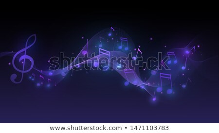 Foto stock: Turntable Playing Music With Audio Notes Glowing