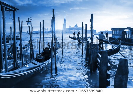 Stock fotó: Venetian Gondolas In Italy Sunset Behind San Giorgio Maggiore C