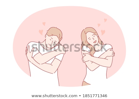 Stockfoto: Lovers Hugging Embracing Tenderly Passion Vector