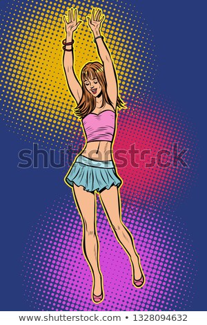 Foto stock: Teen Girl In Mini Skirt Woman Disco Dance