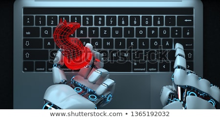Stockfoto: Robot Hand Trojan Horse Notebook