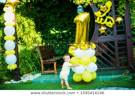 Stock foto: Baby Child In White Panties Having Fun In The Yard