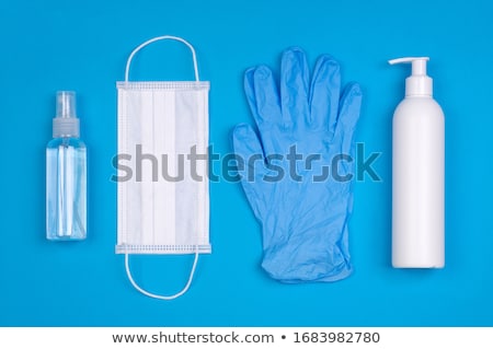 ストックフォト: Medical Latex Gloves And Hands Sanitizer