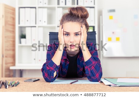 Stockfoto: Young Woman Stressed Overworked Or With Headache