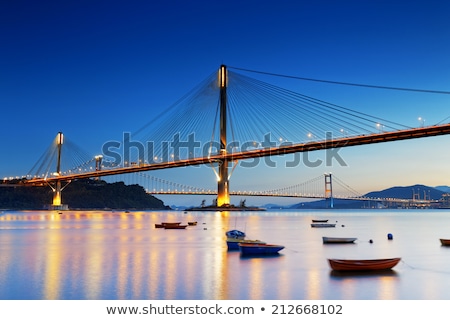 Stok fotoğraf: Ting Kau Bridge And Highway At Night In Hong Kong