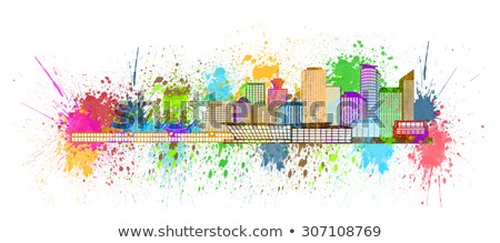 Foto stock: Vancouver Bc Skyline Paint Splatter Illustration