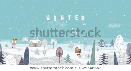 [[stock_photo]]: Christmas Illustration Frame With Winter Village