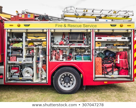 Stockfoto: Rescue Equipment Inside Packed Inside A Fire Truck