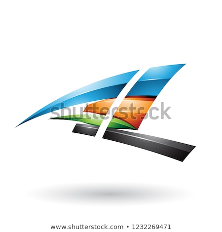 Stok fotoğraf: Blue And Orange Dynamic Glossy Flying Letter A And L Vector Illu