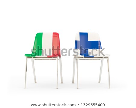 Zdjęcia stock: Two Chairs With Flags Of Italy And Finland