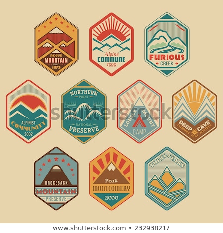 Zdjęcia stock: Color Vintage Mountaineering Emblem