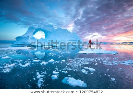 Сток-фото: Travel In Arctic Landscape Nature With Icebergs - Greenland Tourist Man Explorer