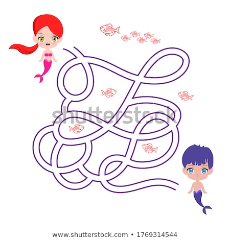 Stock photo: Maze Color Book With Boy And His Dog Coloring Book