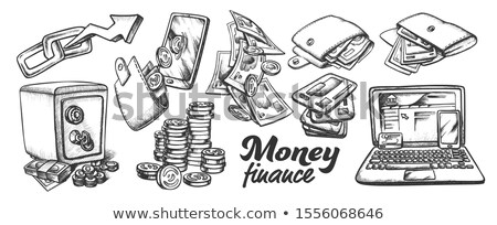 Stockfoto: Wallet With Money Banknotes Monochrome Vector