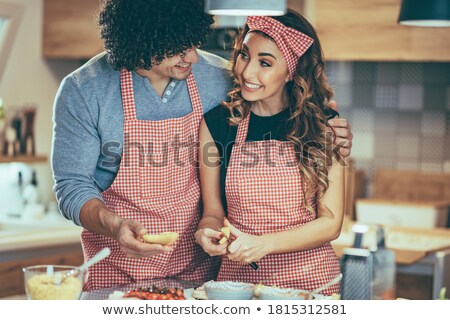 A Couple Looking At Their Pizzas Stockfoto © MilanMarkovic78