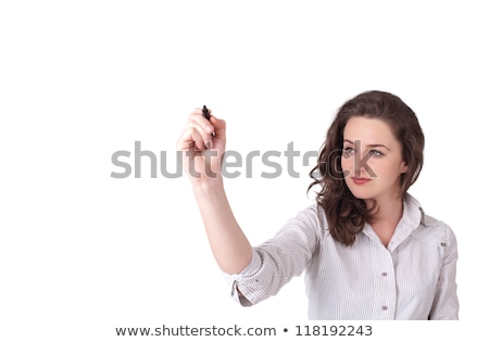 Zdjęcia stock: Young Woman Drawing On Wihteboard