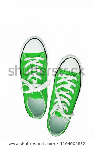 Turquoise And White Canvas Sneakers On A White Background Stockfoto © TanaCh