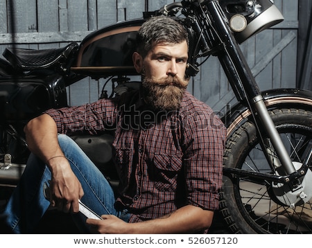 Zdjęcia stock: Hipster Beard On Wooden Background