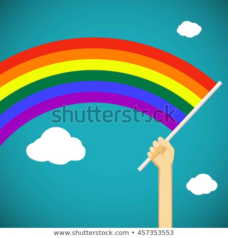 Stock fotó: Man With A Rainbow Flag In His Hand