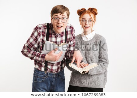 Сток-фото: Excited Couple Of School Nerds