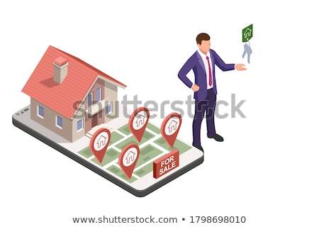 Foto stock: Sale Purchase Rent Mortgage House Isometric