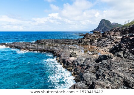 Stock fotó: Island Maui Cliff Coast Lava Pool With Ocean Hawaii